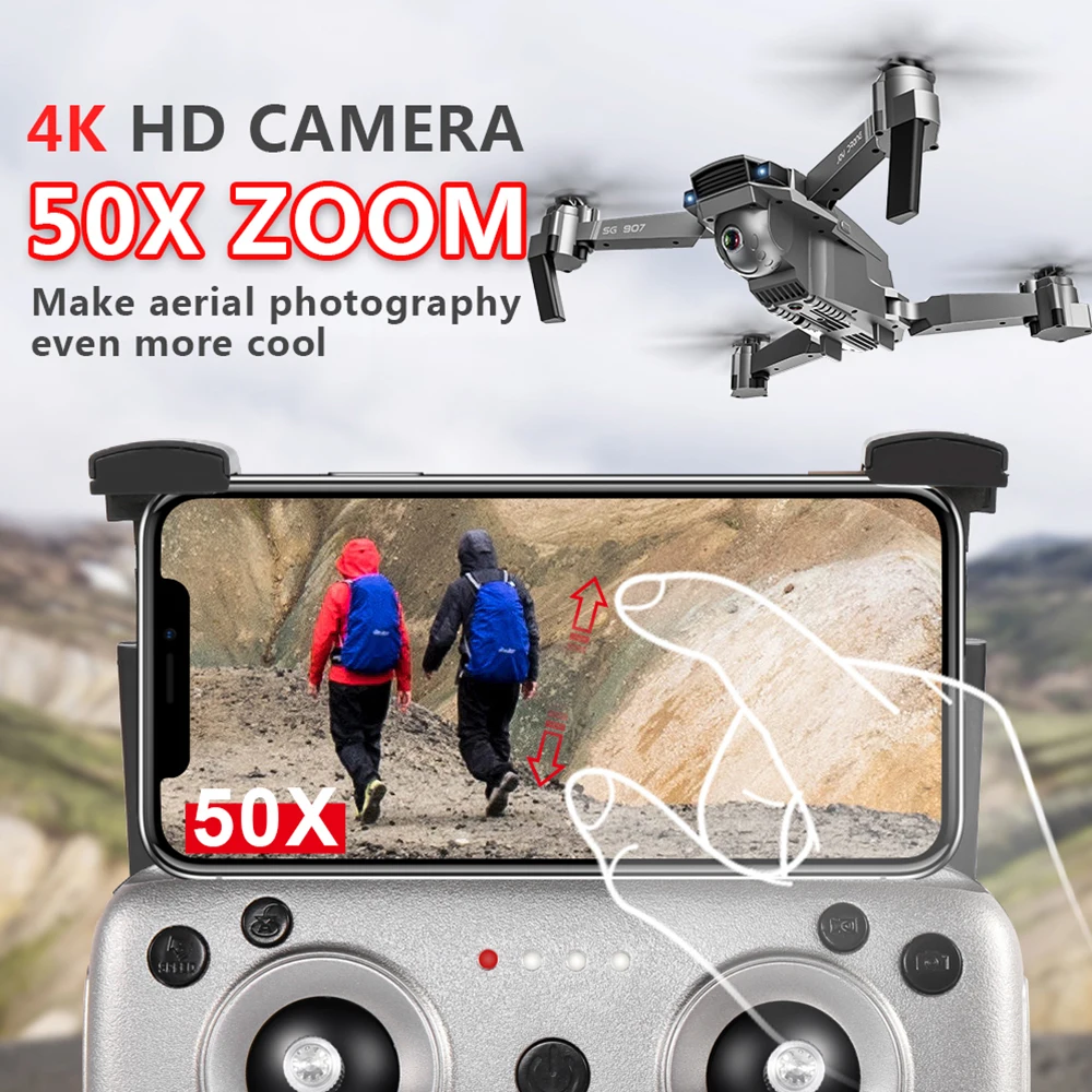 4k дроны SG907 gps Дрон с 4K HD двойной камерой широкоугольный 5G wifi FPV RC Квадрокоптер складной дроны