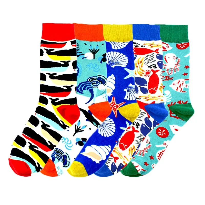 Мужские цветные носки для HipHop из чесаного хлопка, носки для женщин с фруктами, носки для скейтборда, повседневные сумасшедшие носки, подарок на Рождество