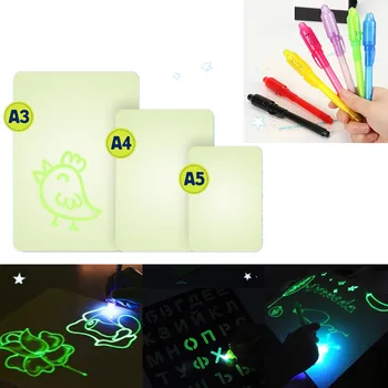 

A3/A4/A5 PVC Drawing Board Glow In Dark Sketchpad Set Draw With Light Writing Magic Drawing Board Set Kids Educational Toys Gift