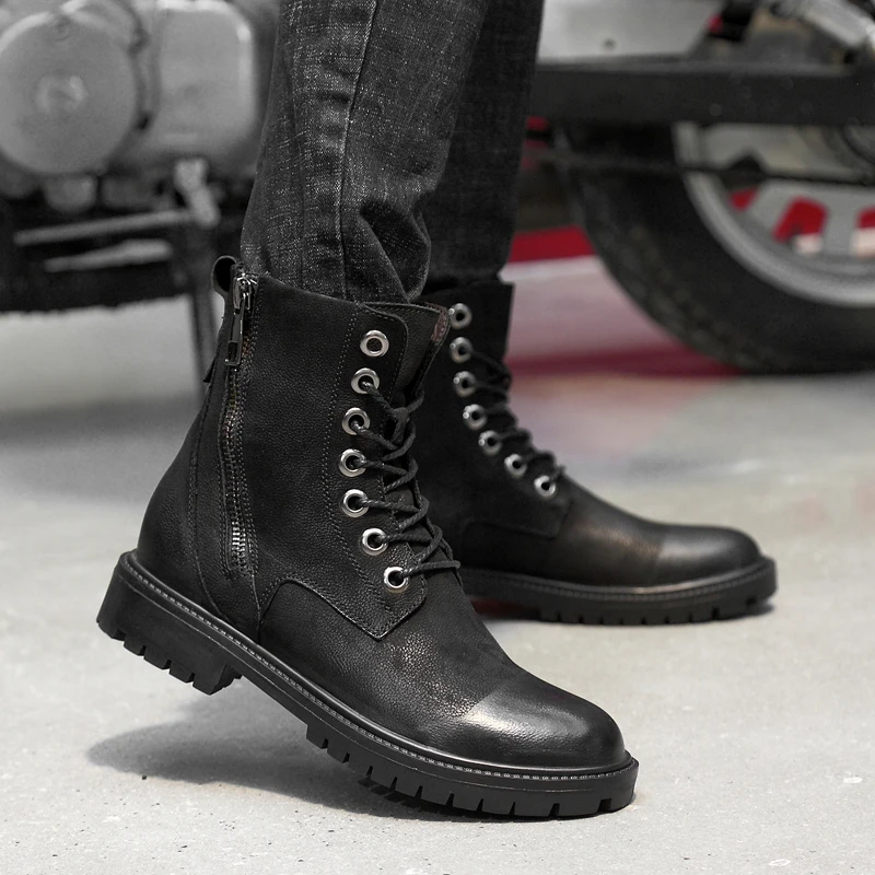 

Martin boots men's middle boots retro boots British wind boots men's high to help winter men's shoes plus velvet leather tooling