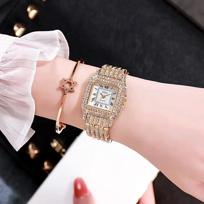 

2020 Women Watches Gold Color Bling Watch Fashion Stainless Steel Quartz Wristwtatch Ladies Elegant Clocks Relogio Feminino