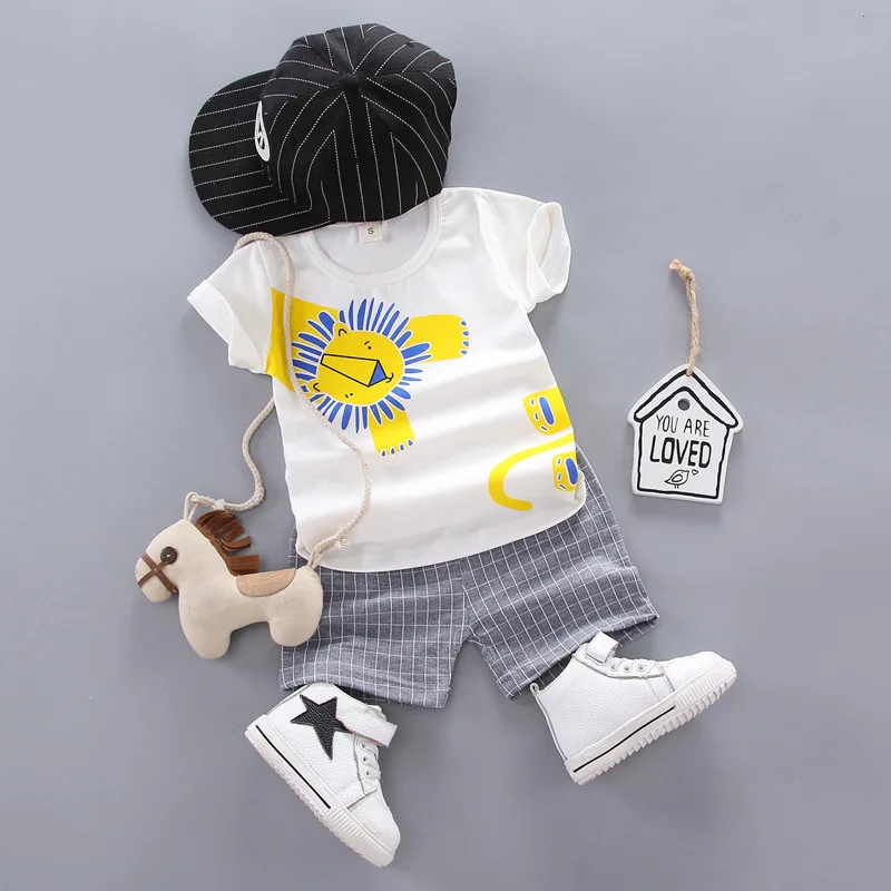 YYM shizi S White Новая стильная летняя одежда для детей, Костюмы костюм для маленьких мальчиков и девочек с героями мультфильмов: футболка и шорты 2 шт./компл. для малышей Спортивная одежда для малышей - Цвет: YYM shizi S White