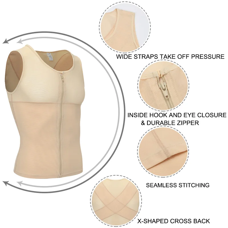 Men's Shapers Shirt Vest Slimming Underwear Body Shaper Tight Tank Top Waist Trainer Tummy Control Girdle Men Corset