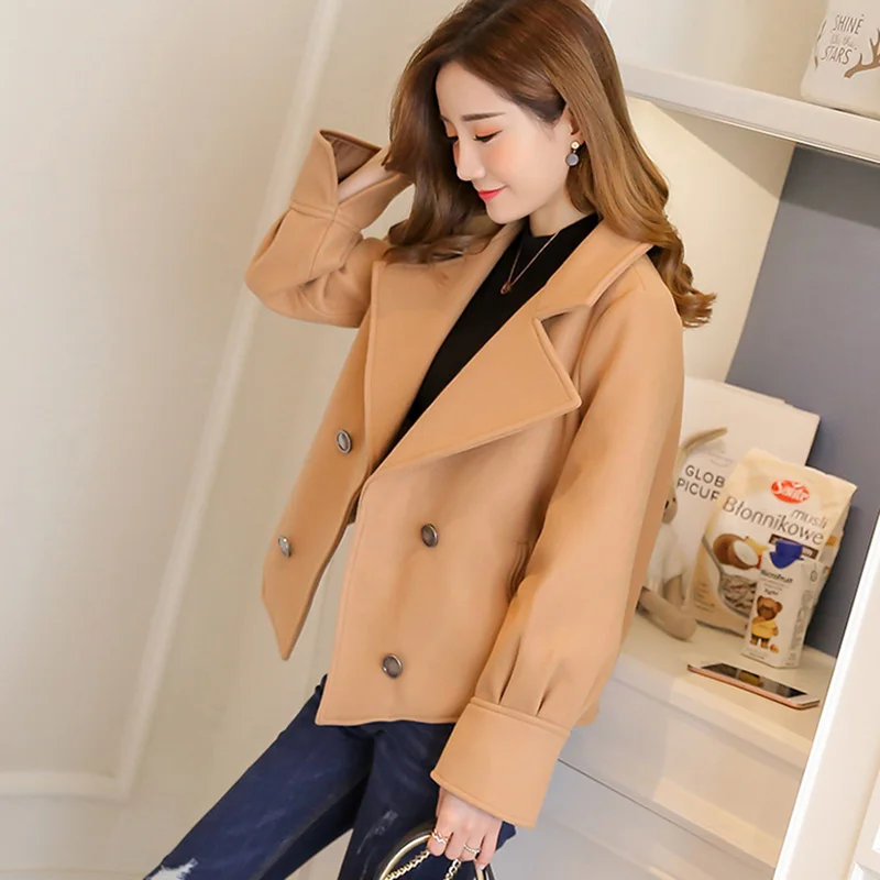 

Winter Clothes Womens Short Wool Coat Jacket 2019 Fashion Korean Autumn Plus size Women Coat Woolen Coat Khaki