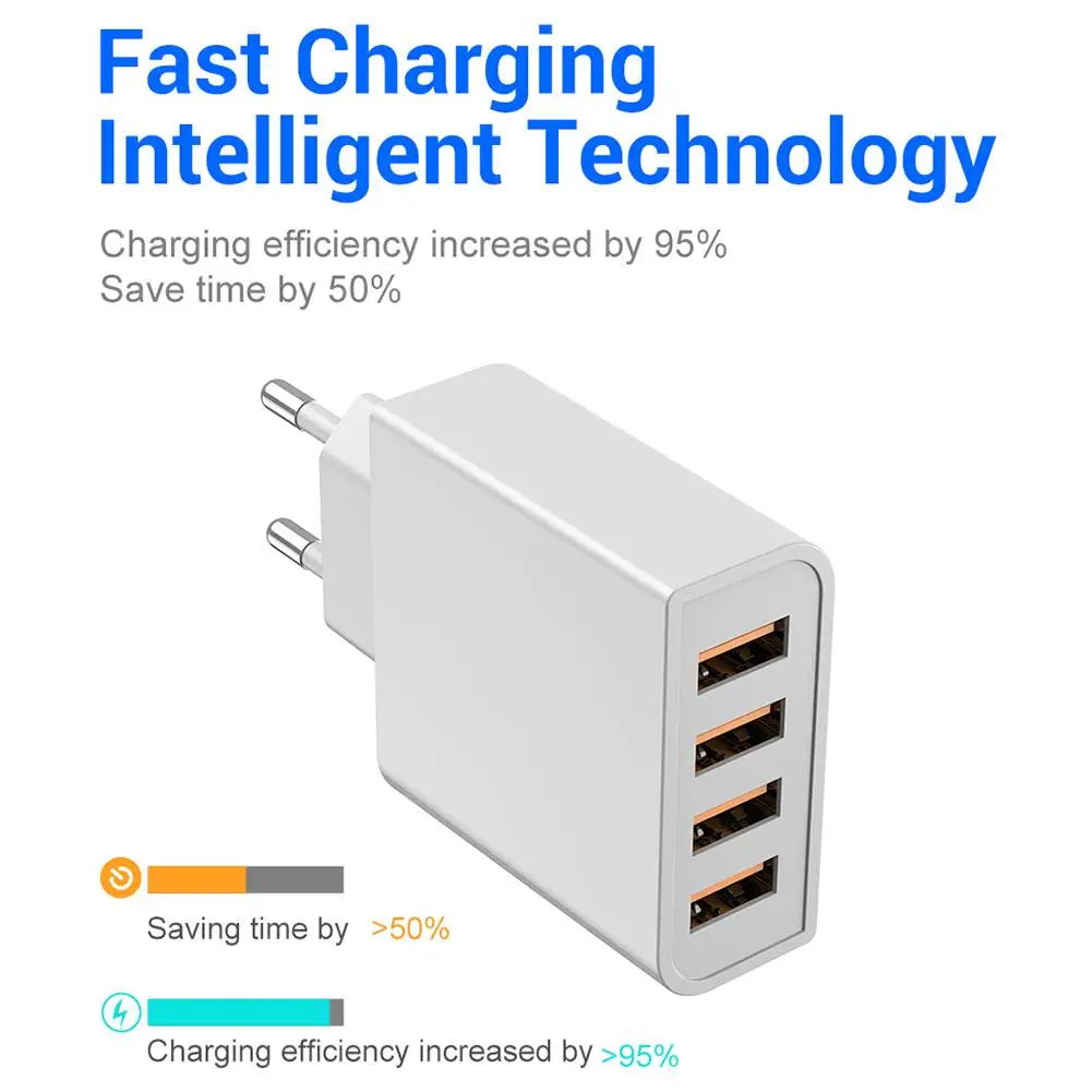 Новинка, 4 порта, 5 В, 3,4 A, универсальное настольное USB зарядное устройство, мини смарт-кабель для мобильного телефона, ЕС вилка, зарядное устройство для смартфона s# GJ