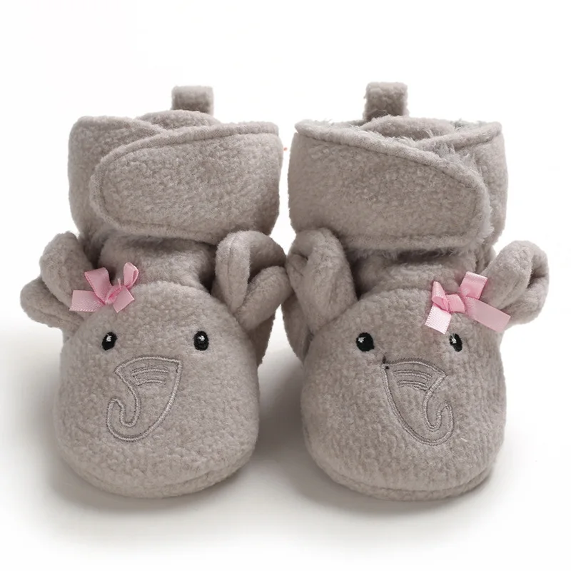 MissAbigale/ботиночки для маленьких мальчиков и девочек; зимние теплые Нескользящие ботиночки для малышей с изображением лица животного; мягкая детская обувь для новорожденных - Цвет: A14