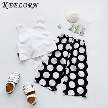 

Keelorn Girls Clothing Sets New Summer Fashion Tops and Polka Dot Pants 2Pcs Casual Suits Girl Kid Clothes Children Clothing