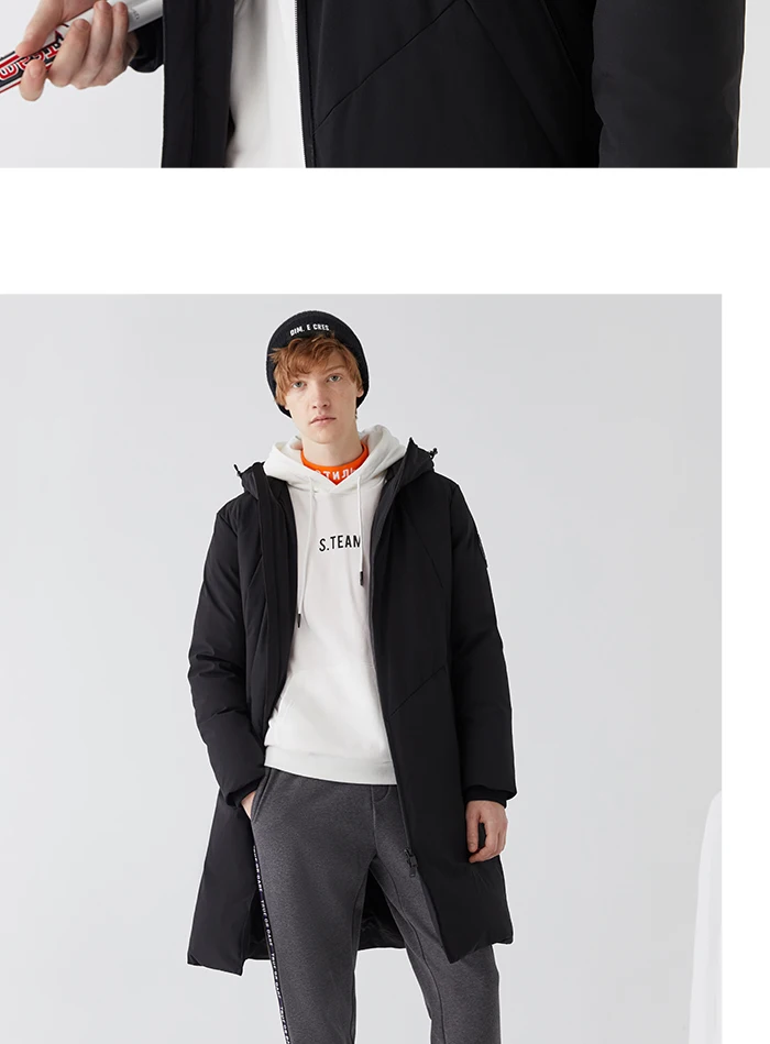 SEMIR толстый зимний мужской пуховик брендовая одежда с капюшоном черный серый длинный теплый белый утиный пух пальто мужские пальто