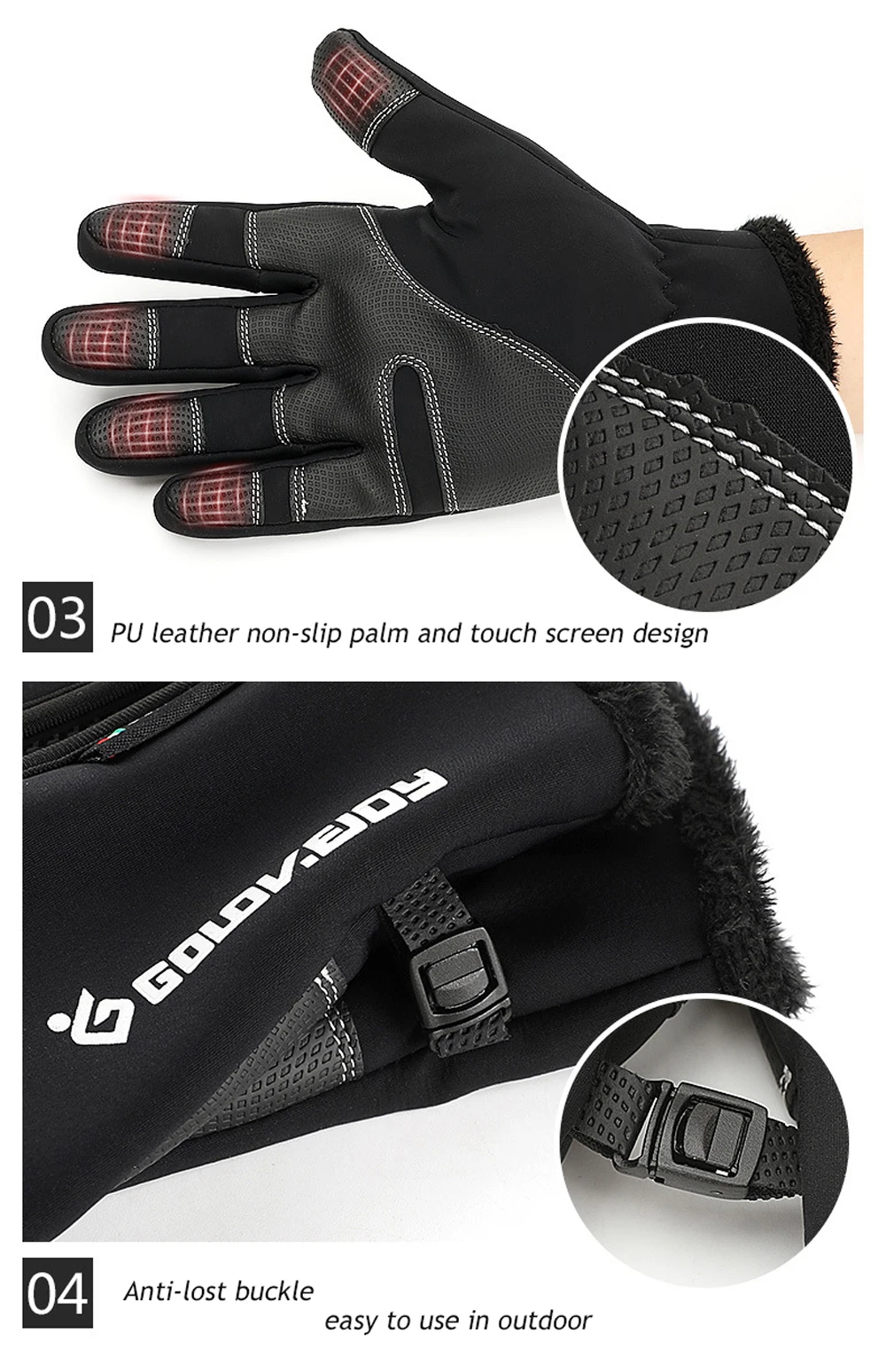 2019 Unisex Winter Thermal Ski Gloves Men Women Kids Fleece Touch Screen Snowboard Gloves Outdoor Waterproof Snow Motorcycle Skiing Gloves (7)