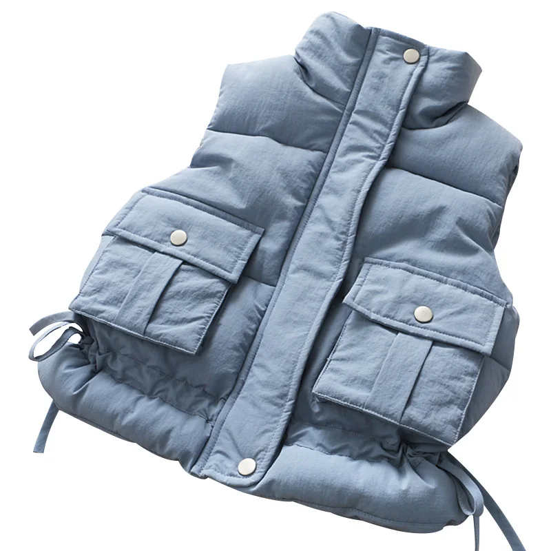

Hot Sale Stand Collar Cotton Thicken Warm Vest 2019 Fashion Winter Girl Children's Thickened Elastic Waistband Jacket Waistcoats