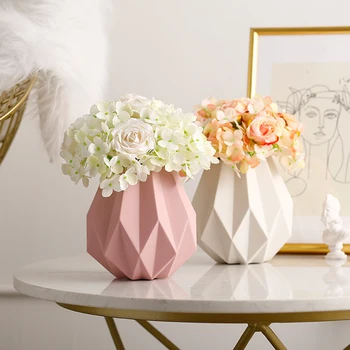 

Nordic Design Origami Ceramic Vase Scandinavian Interior Decoration Dried Flowers Container Home Decor Wedding Gift
