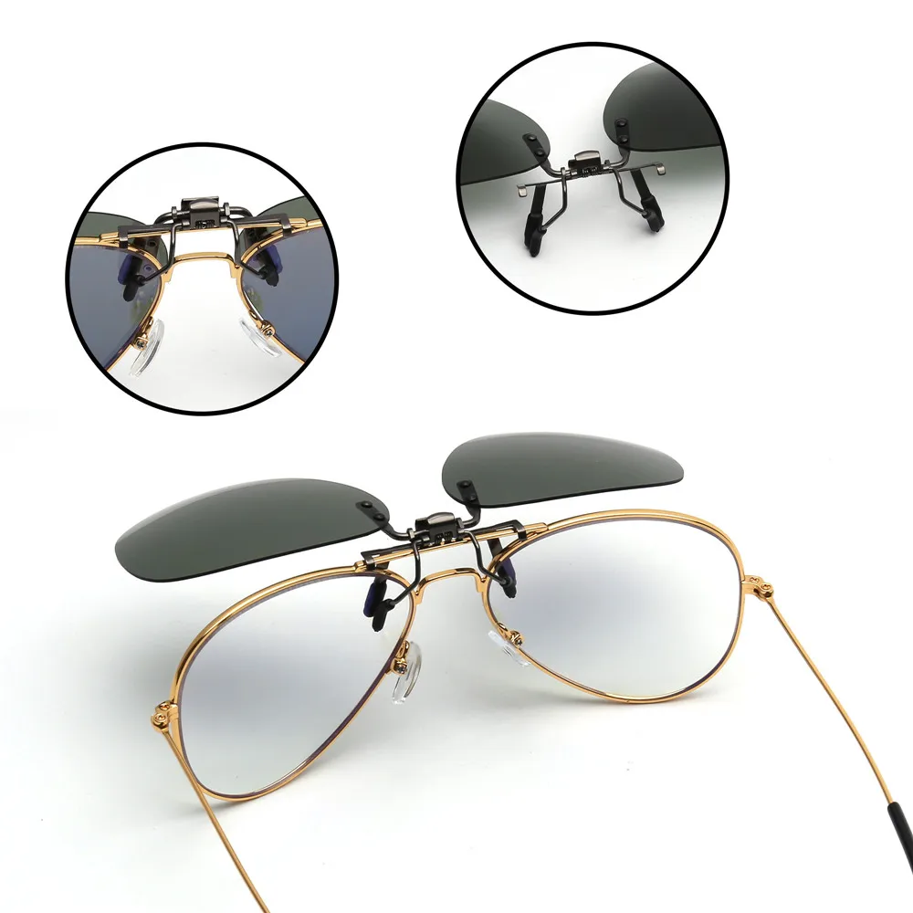 JM Polarized Clip On Sunglasses Women Men Vintage Pilot Filp up