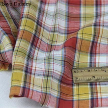 Хлопок пряжа окрашенная красная желтая белая клетчатая тонкая ткань для DIY летняя блуза рубашка Топ подушка ручной работы