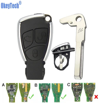 

OkeyTech for Mercedes Benz CLS CE W203 W204 Fortwo Smart Key Card Modified Remote Car Key Case Fob Insert Blank Blade 3 Button