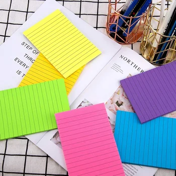 

6 Pcs 300 Sheets Lined Sticky Notes 6 Bright Colors Self-Stick Notes Memo Notes for Office, School and Home (4 x 6 Inch)