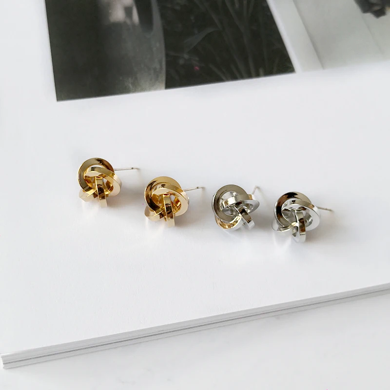 Peri'sBox 3 вида конструкций в ширину и тонким узел геометрические серьги с двойным кругом из цветного шрусталя с золотыми гвоздиками для Для женщин минималистские небольшие серьги