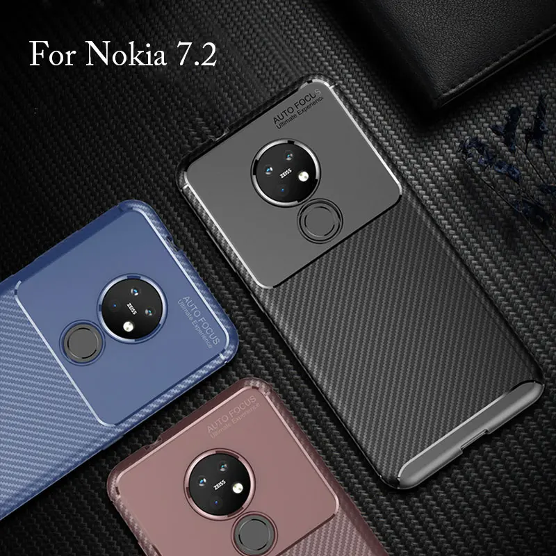 Чехол для телефона Nokia 7 2 чехол из углеродного волокна Мягкий силиконовый бампер