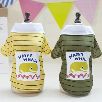 

Spring and Summer Leisure Style Pet Dog Clothing Comfortable Breathable and Fashion Cute Stripe Whale T-shirt Small Dog Clothing
