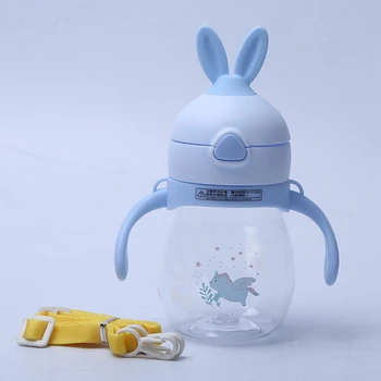 

New Baby Learning Cup Drinking Handles Cups Feeding Water Bottle Kids Cute Cartoon PP Straw Leakproof Cup