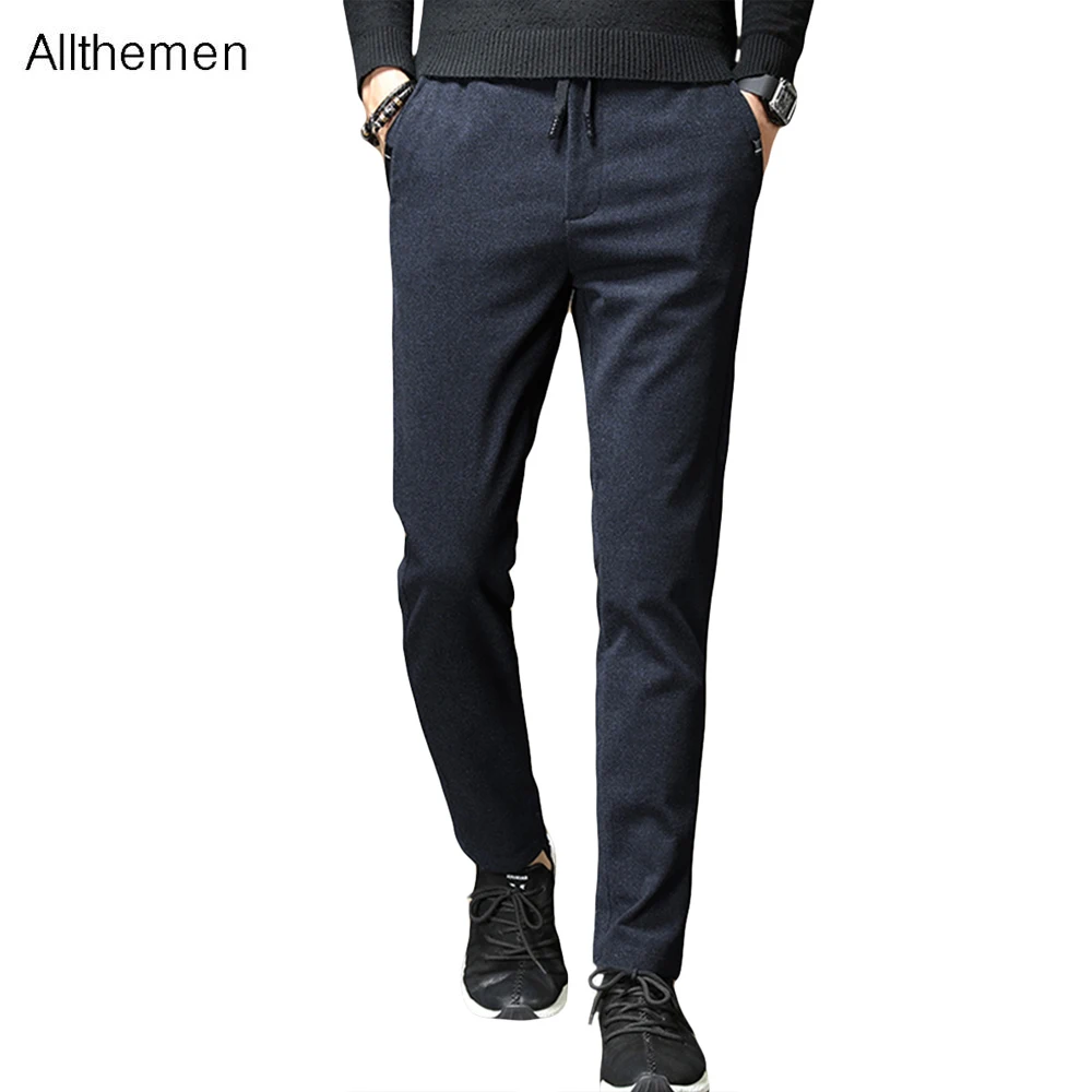 

Allthemen Winter Men's Trousers High Quality Suit Pants Men's Pants Causal Thick Warm Solid Streetwear New