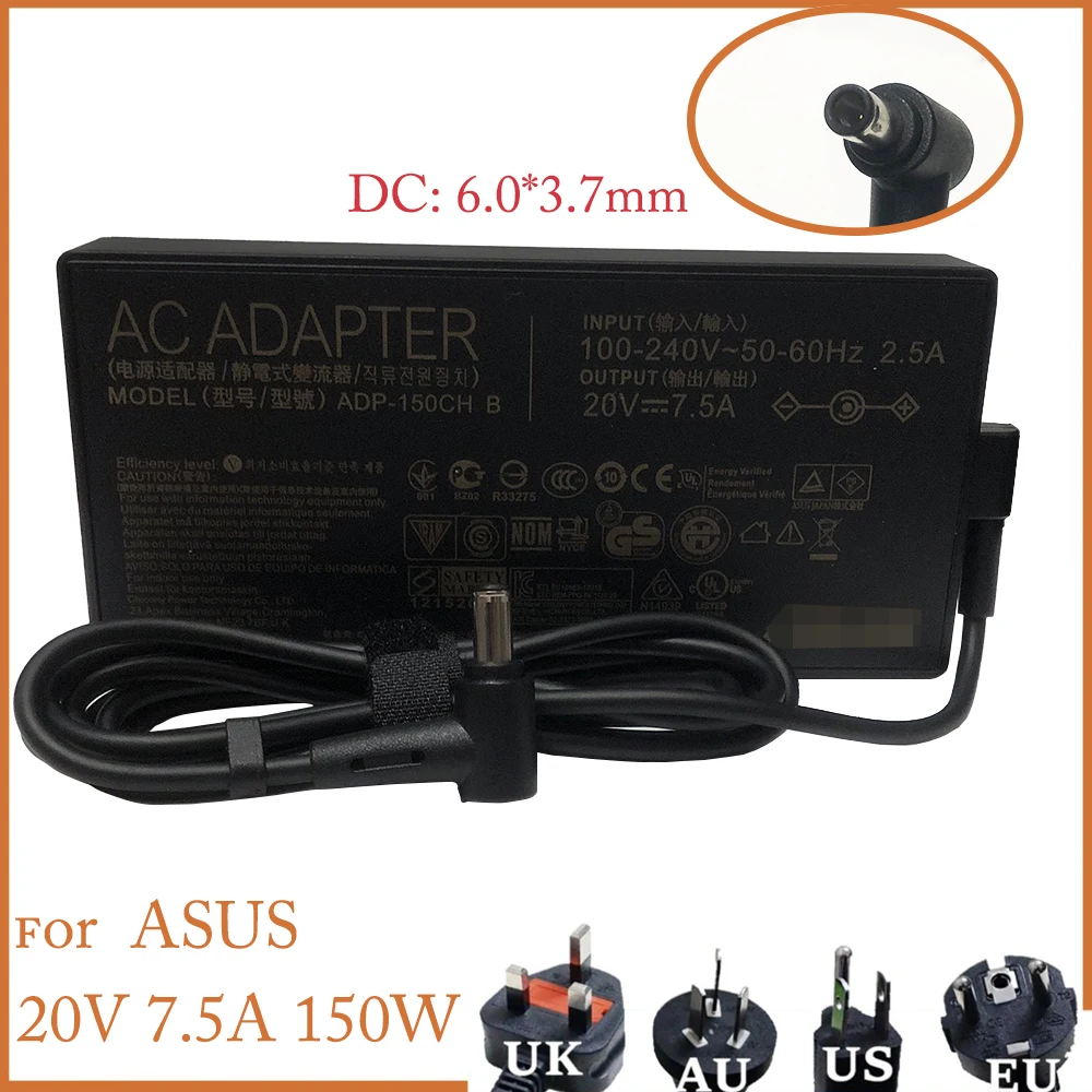 Genuino ADP-150CH B cargador/adaptador de CA para ASUS ROG G531GT GL731GT FX505DT A18-150PA 20V 7.5A 150W fuente de alimentación adaptadores de ordenador portátil portatil