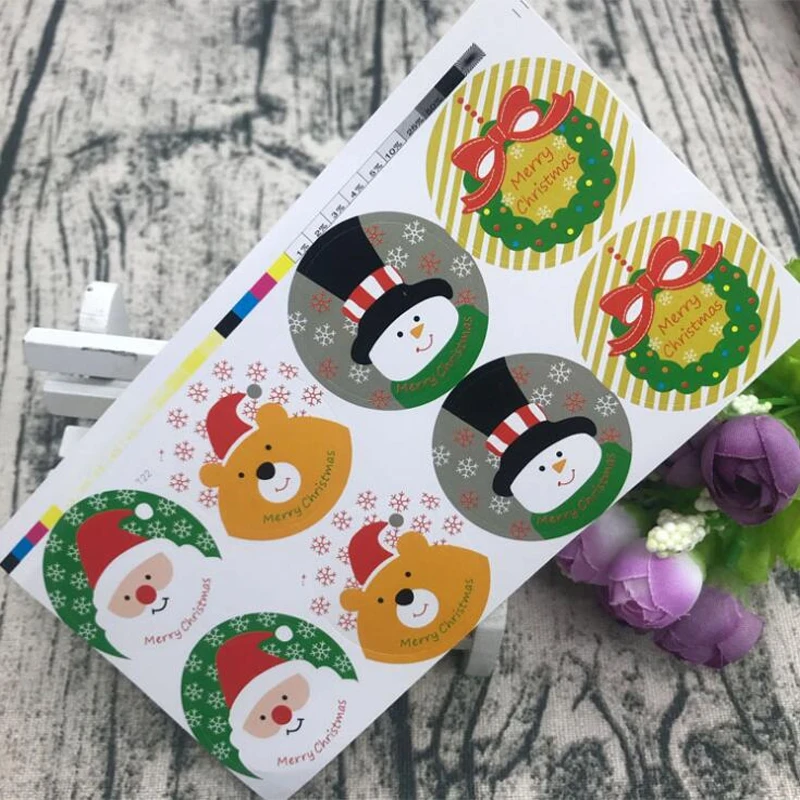 

80pcs/lot Snowman Santa Claus Smiling Bear Sealing Stickers Gift Posted Baking Decoration Label Multifunction Tag Package Label