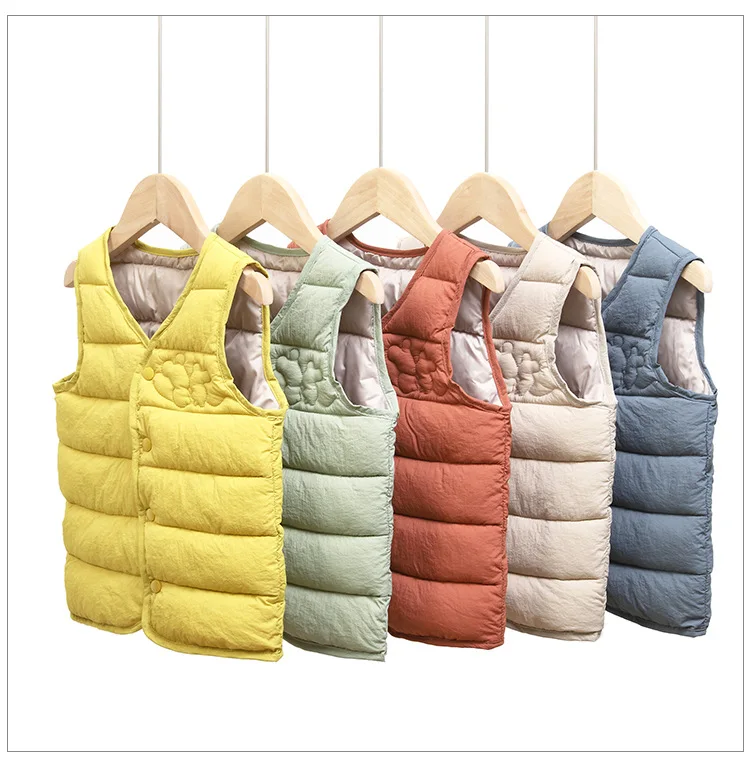 Baby down cotton children's vest in winter a new type of small and medium-sized children's cotton waistcoat for men and women
