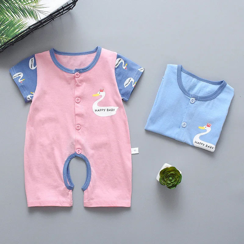 

Summer Infants Short Sleeve Onesie Men And Women Baby Newborns Open File Romper Pure Cotton Baby Clothes