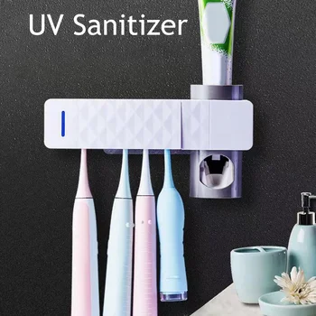 

UV Toothbrush Sterilizer Ultraviolet Toothbrush Disinfector Wall Mounted Toothpaste Dispenser Holder Bathroom Sanitizer