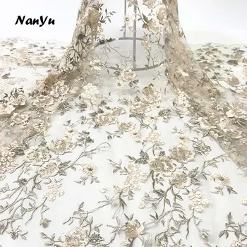 

2019 New Swiss Lace Fabric Beautiful Flowers Embroidery Mesh Fabric With Sequins