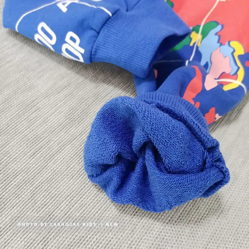 Lashojas/ г.; комплекты из синего Свитера и спортивных штанов с принтом карты F/W; осенняя одежда для мальчиков и девочек