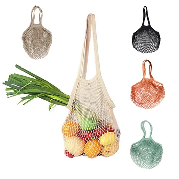 

2020 Large Cotton Mesh Net String Shopping Bag Reusable String Fruit Storage Reusable Handbag Totes Woven Bag Grocery Tote Bag
