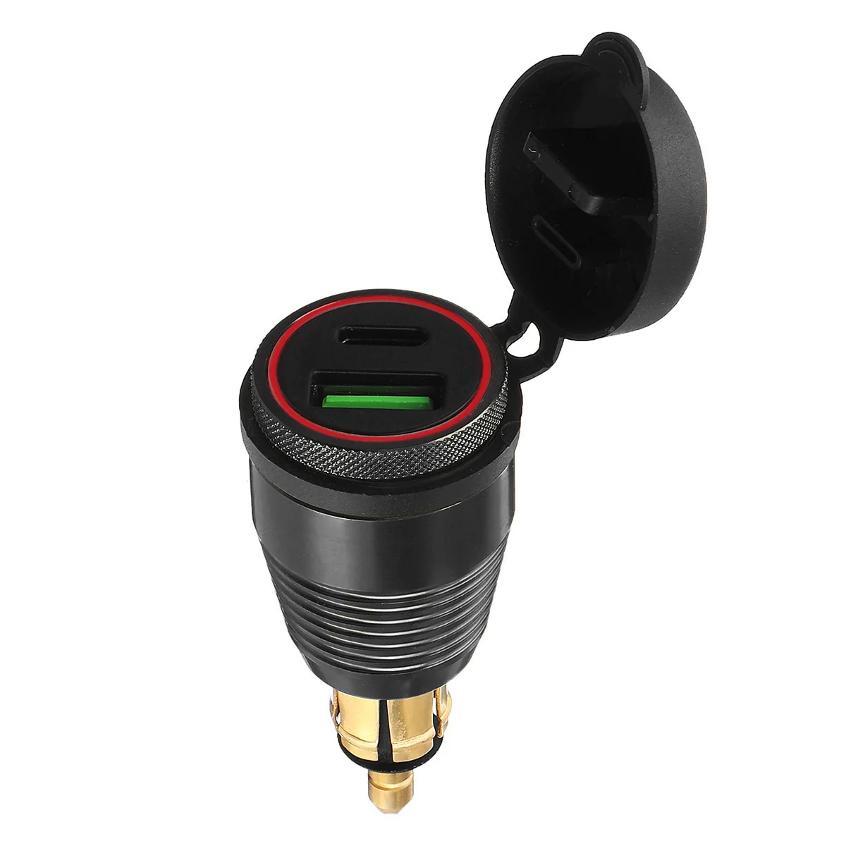 Black Red Light Алюминий 12V 24V светодиодный кабель для быстрой зарядки с 3,0 Тип usb C авто зарядное устройство для Зарядное устройство Мощность адаптер для автомобиля Лодка ATV для телефона на мотоцикл - Название цвета: Black Red Light