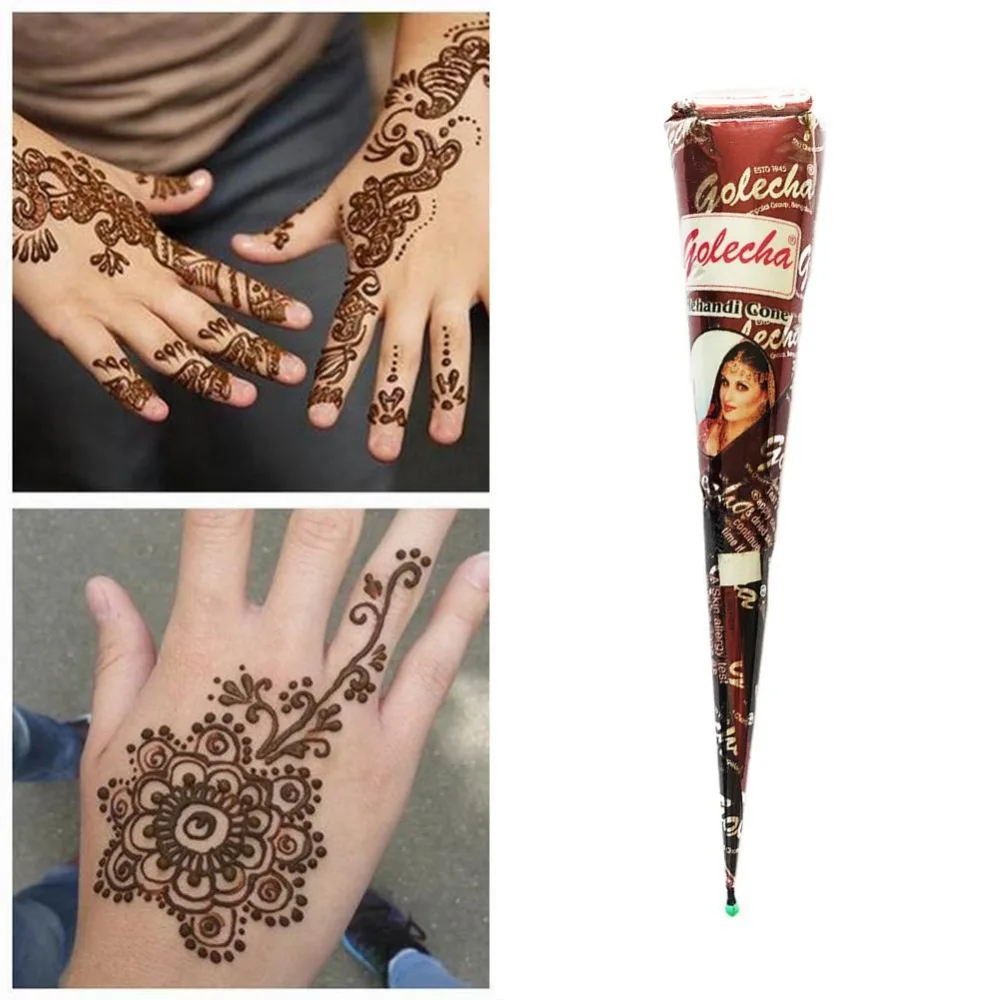 1Pcs Brown Red Colored Indian Henna Tattoo Paste Cone Body Paint,Temporary Mehndi Henna Tattoo Paste Cream