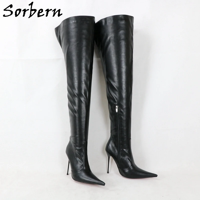 Sorbern Made-To-Order Women Boots Custom Leg Width 12Cm Super Thin High Heels Pointed Toe Italy Style Over The Knee Lady Boots