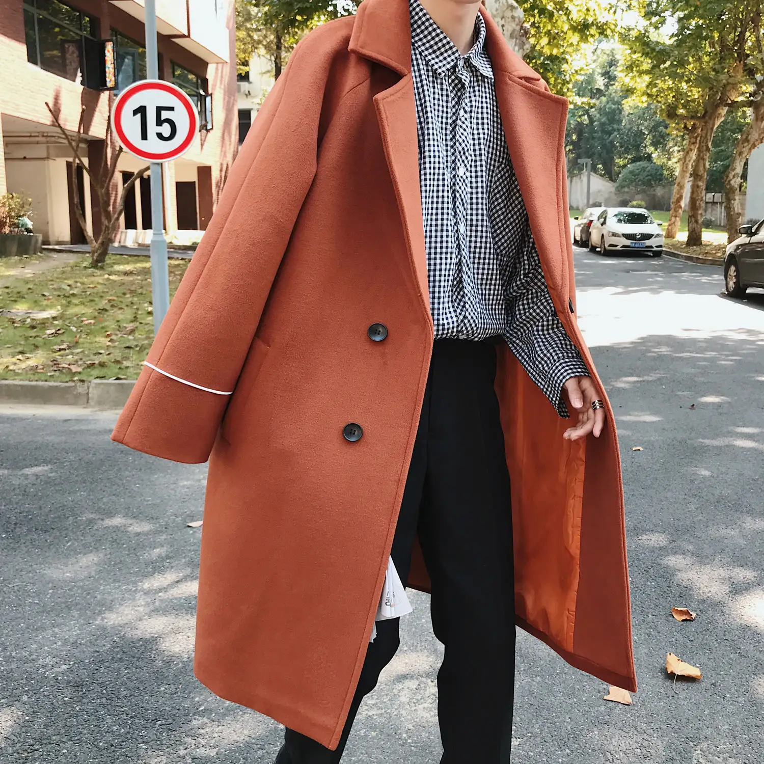 Caramelcolor Abrigos Hombre Invierno зимнее теплое шерстяное пальто, Корейская приталенная длинная куртка с принтом, Мужская трендовая куртка Casaco Masculino - Цвет: Caramelcolor