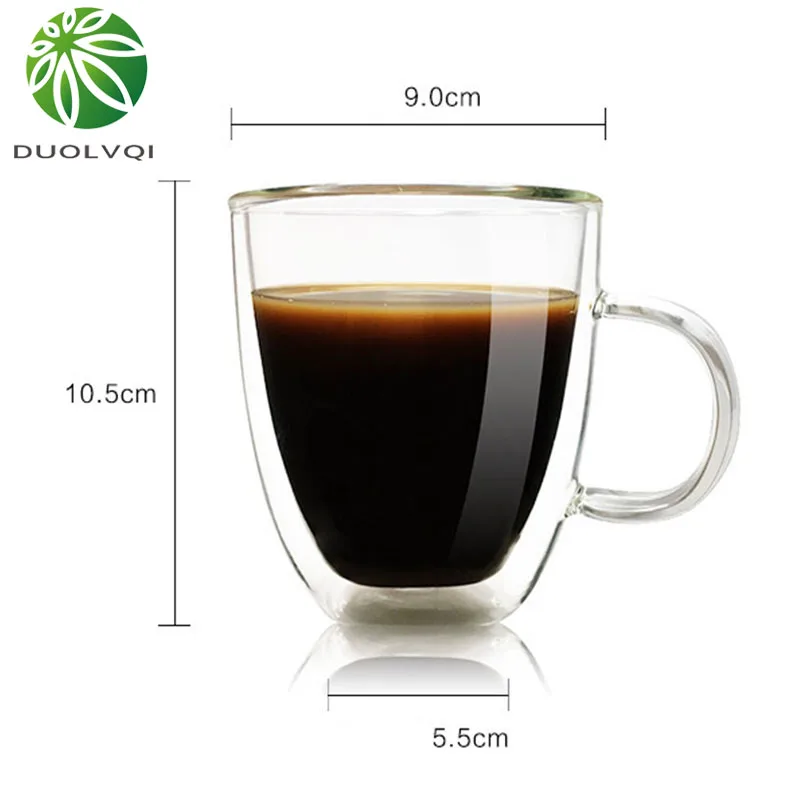 Duolvqi двухслойные кофейные кружки с ручкой, стеклянная чайная чашка, посуда, прозрачный стойкий чай, кофе, молоко, сок, здоровый напиток, кружки