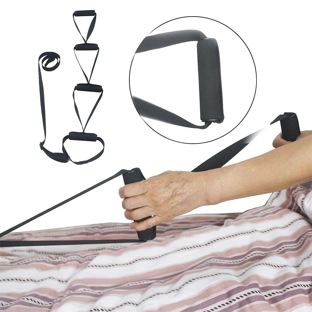  Bed Rope Ladder Nylon Webbing Sit Up Assistant Non-slip Handle Home Adjustable Firm Elderly People 