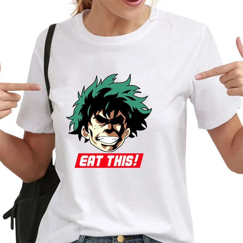Japanese Anime My Hero Academia Tee Women Short Sleeves Round Neck Funny T Shirt Casual Tops