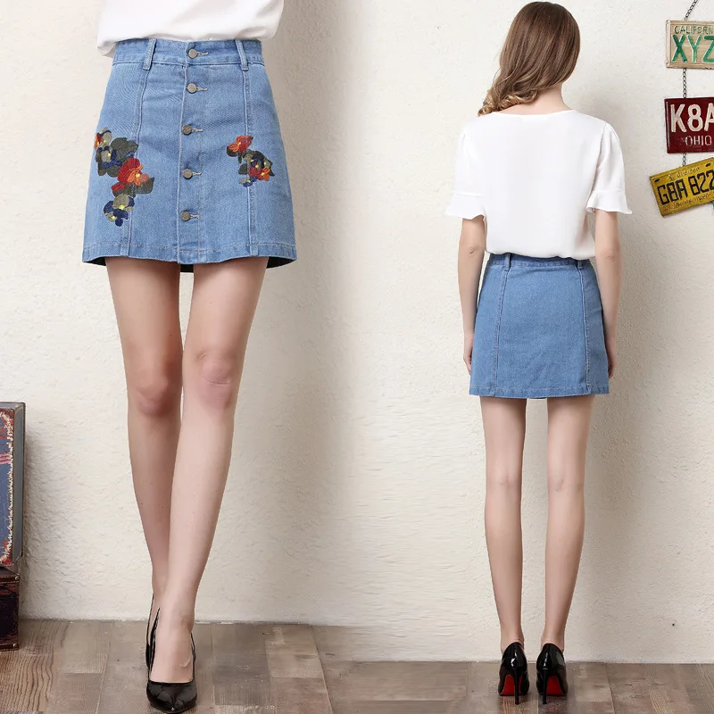 slim fit SZ.WENSIDI 1  Denim Skirt Plus Size Lady Blue Black Skirts Women Short Skirt with Buttons High Waist Knee Length Split Fashion ksubi jeans Jeans