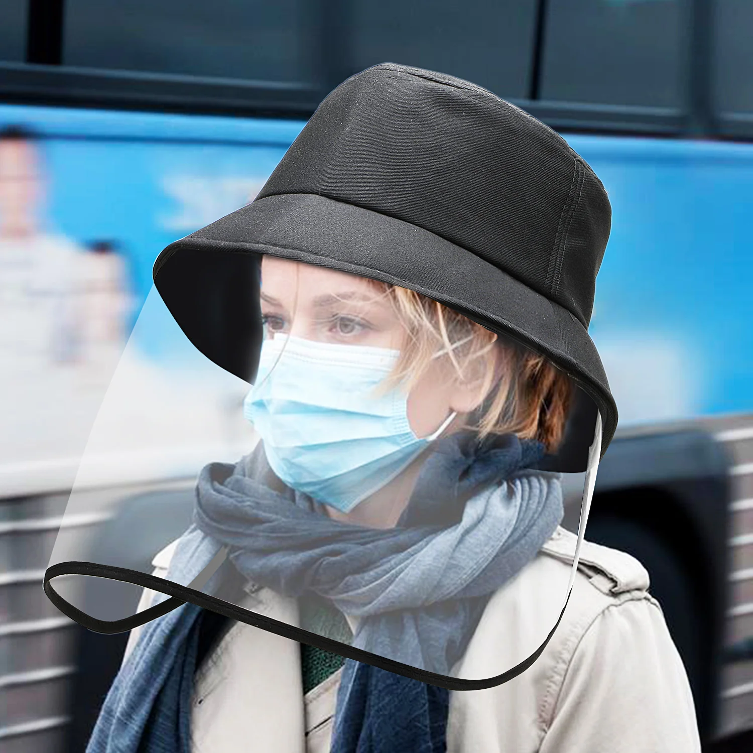 

Fashion Unisex Fisherman Hat Anti-dust Anti-fog Wind Protective Face Mouth Mask Cap Black Waterproof Sun Summer Protection Hats