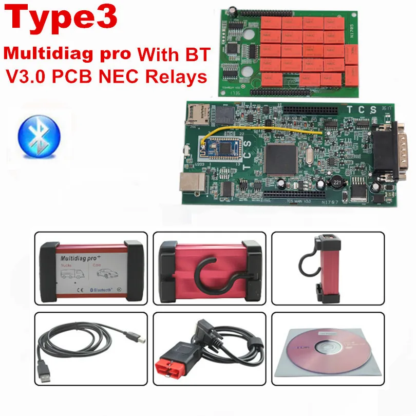 Испания запас! OBDIICAT TCS PRO V3.0 Plus. R1 Бесплатный keygen Bluetooth автомобили Грузовики OBD2 диагностический инструмент - Color: multidiag bt