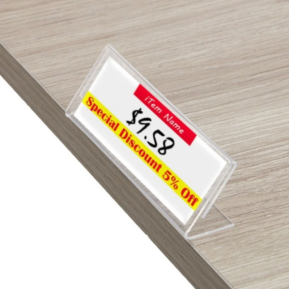 2.8x10cm Acrylic Label Frame L Sign Holder Shelf Edge Price Talker Shelf Pricing Cube Merchandise Name Card Display Data Strip acrylic label frame l sign edge price talker shelf storage memo holder merchandise name card display data strip