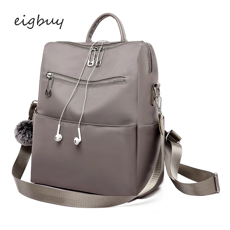 

Women Backpack Shopping Bag Luxury Student Oxford Zipper Solid Black Casual Teenage Backpacks For Girls Back Pack Purse Bookbag