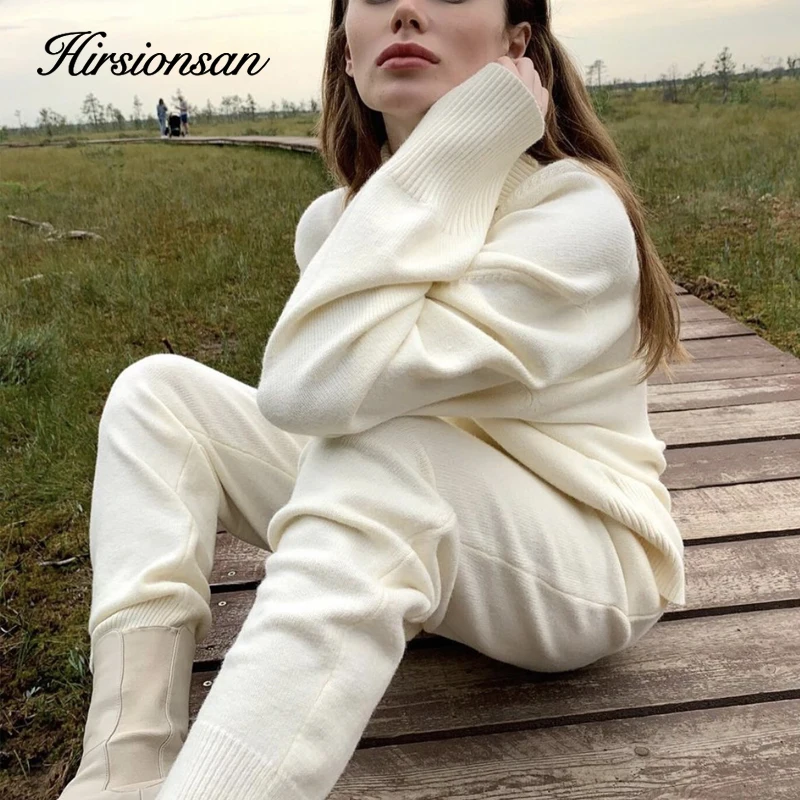 Зимние плотные женские костюмы Hirsionsan комплект из 2 предметов женский спортивный