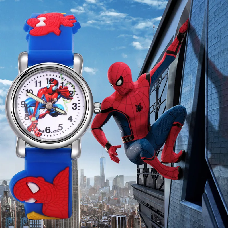 Spider-Man Children's Watch Student Watch Silicone Quartz Cartoon Watch afbeelding