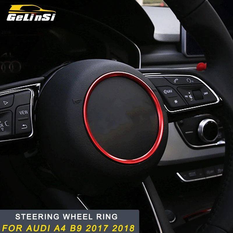 

Gelinsi For Audi A4 A5 S4 S5 B9 2017 2018 Car Steering Wheel Logo Ring Circle Frame Sticker Cover Trim Interior Accessories