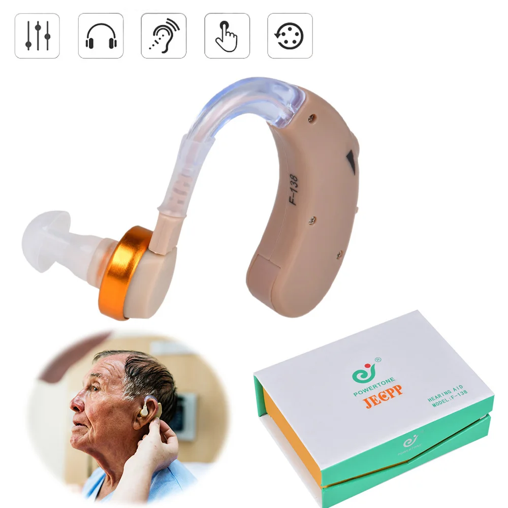 JECPP уха Hearing Aid слуховые аппараты усилитель звука для взрослых и пожилых людей Батарея приведенный в действие в слух повышение устройства