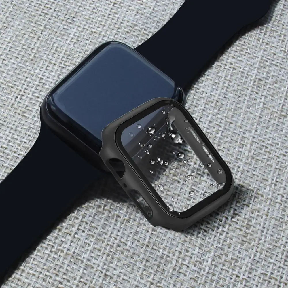 Protector watch Case For Apple Watch 5 4 40mm 44mm PC Cover+tempered film integrated molding For Iwatch Screen Protector Bumper
