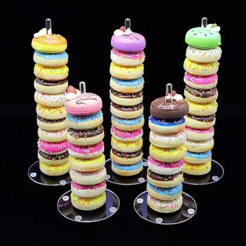 

5pcs /lot Transparent Acrylic Donut Display Stand round style square base